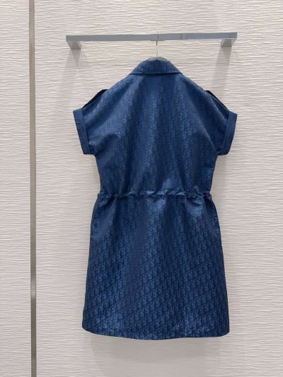 Dior Button-Front Monogram Dress in Navy