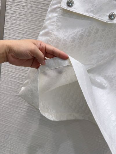 Dior Button-Front Monogram Dress in White