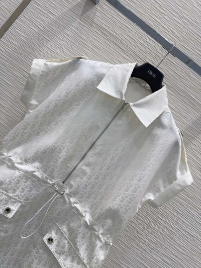 Dior Button-Front Monogram Dress in White