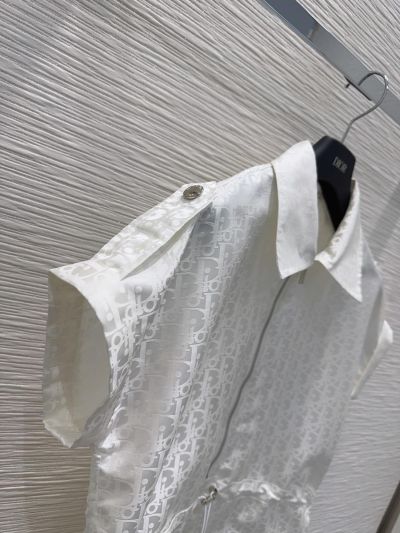 Dior Button-Front Monogram Dress in White