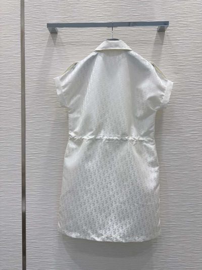 Dior Button-Front Monogram Dress in White