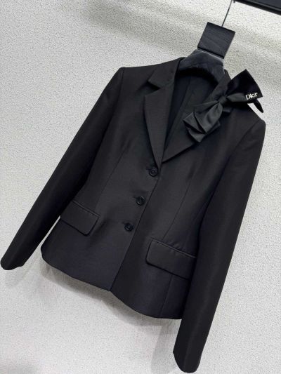 Dior Contrast-Trim Blazer in Black