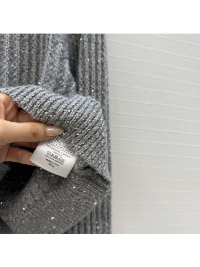 Dior Crew Neck Balloon Sleeve Coat in Grey