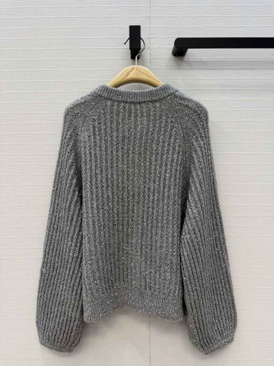 Dior Crew Neck Balloon Sleeve Coat in Grey