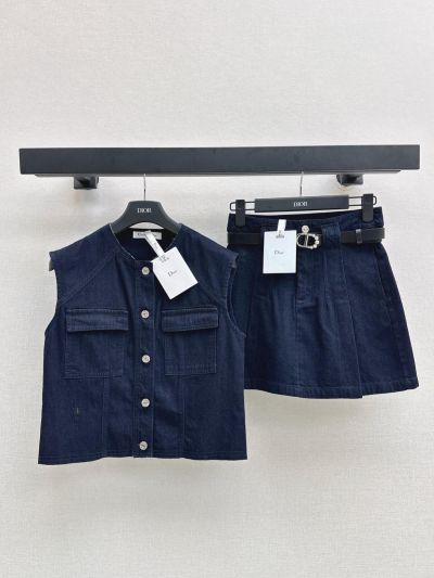 Dior Crew Neck Denim Set in Navy