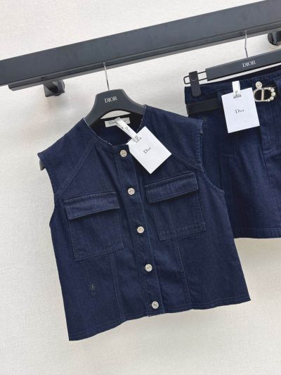 Dior Crew Neck Denim Set in Navy