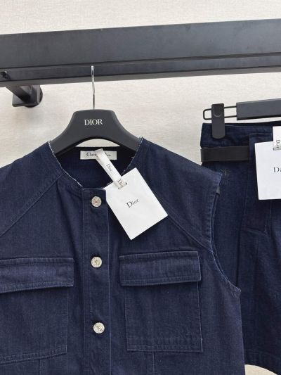 Dior Crew Neck Denim Set in Navy