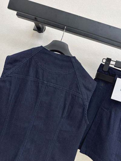 Dior Crew Neck Denim Set in Navy