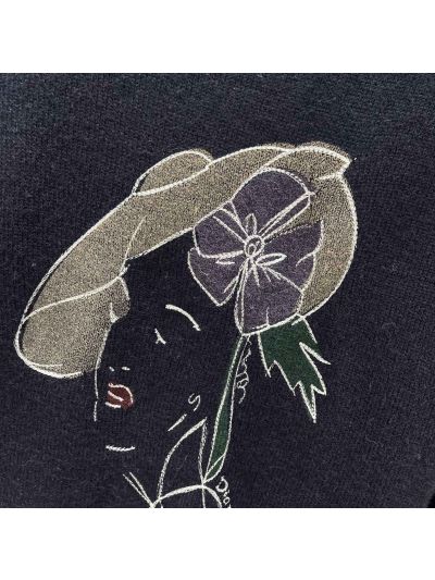 Dior Crew Neck Embroidered Knit Top in Navy