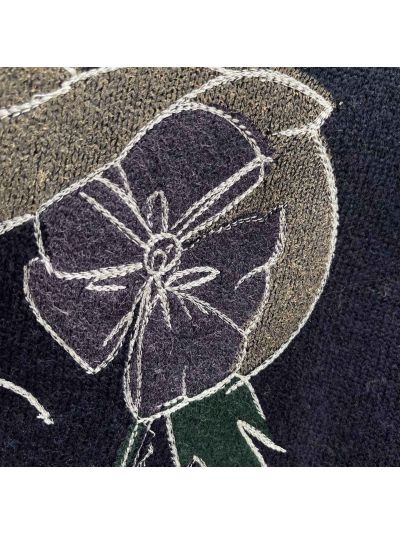 Dior Crew Neck Embroidered Knit Top in Navy