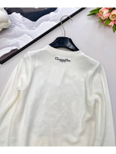 Dior Crew Neck Embroidered Sweater in White