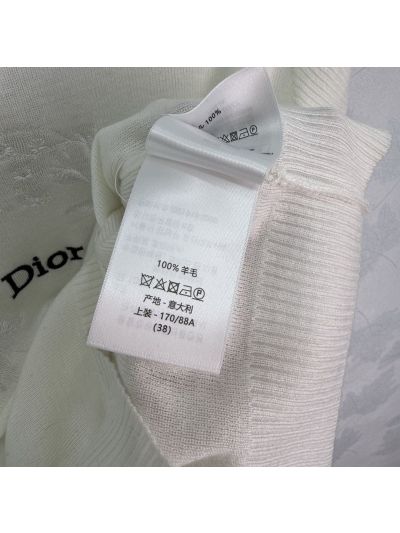 Dior Crew Neck Flutter Sleeve Knit Top