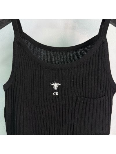 Dior Crew Neck Long Sleeve Cardigan in Black