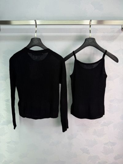 Dior Crew Neck Long Sleeve Cardigan in Black