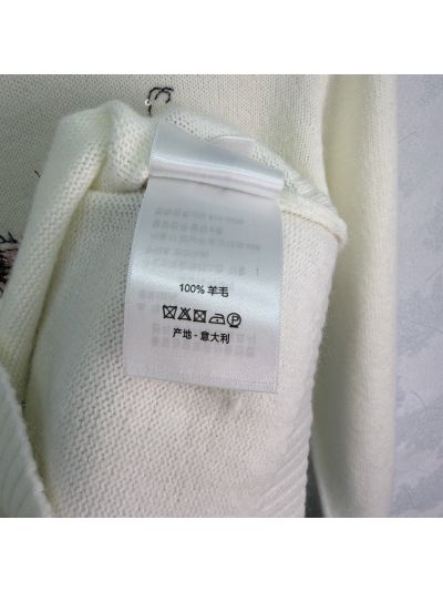 Dior Crew Neck Long Sleeve Sweater in White