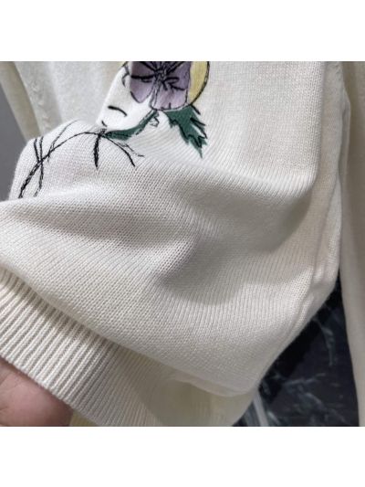 Dior Crew Neck Long Sleeve Sweater in White