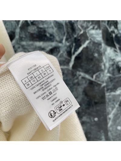 Dior Crew Neck Long Sleeve Sweater in White