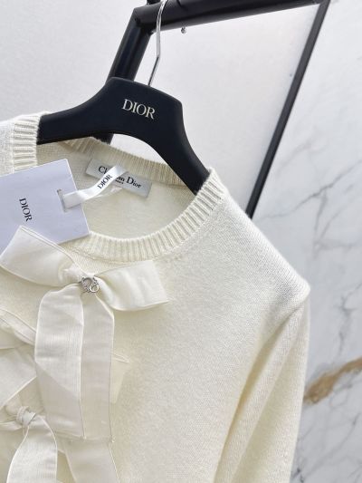 Dior Crew Neck Long Sleeve Top in Cream
