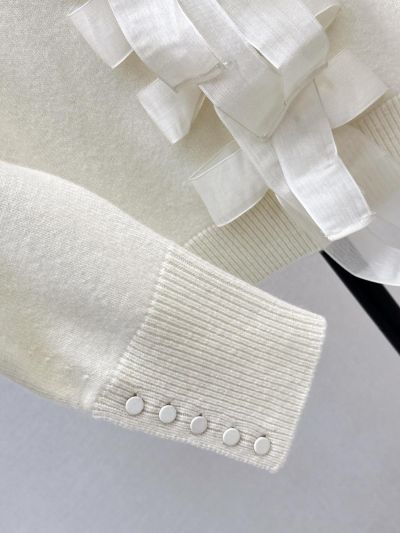 Dior Crew Neck Long Sleeve Top in Cream