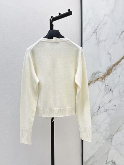 Dior Crew Neck Long Sleeve Top in Cream