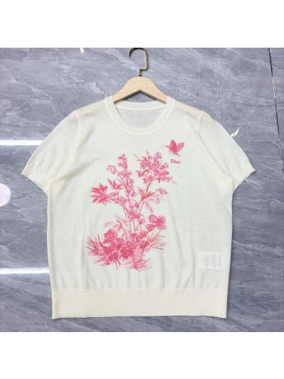 Dior Crew Neck Short Sleeve Knit Top