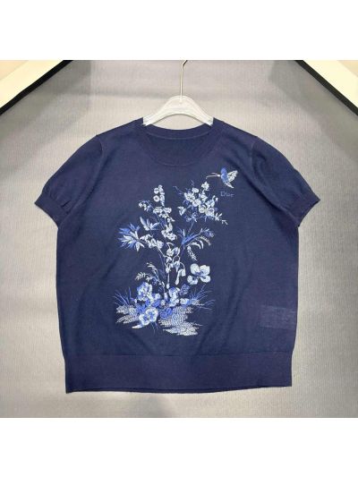 Dior Crew Neck Short Sleeve Knit Top