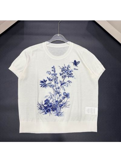 Dior Crew Neck Short Sleeve Knit Top