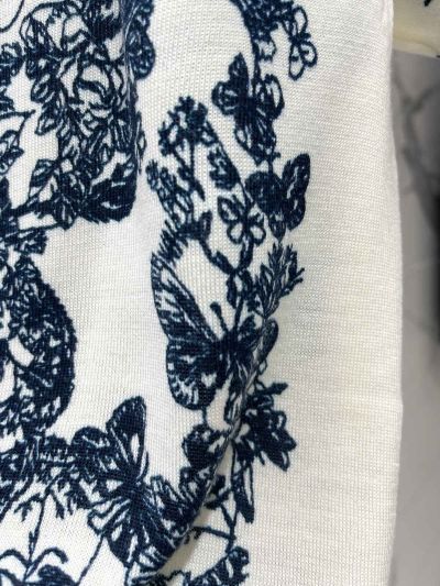 Dior Crew Neck Short Sleeve Knit Top in White