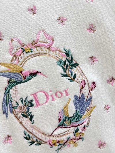 Dior Crew Neck Short Sleeve Knit Top in White