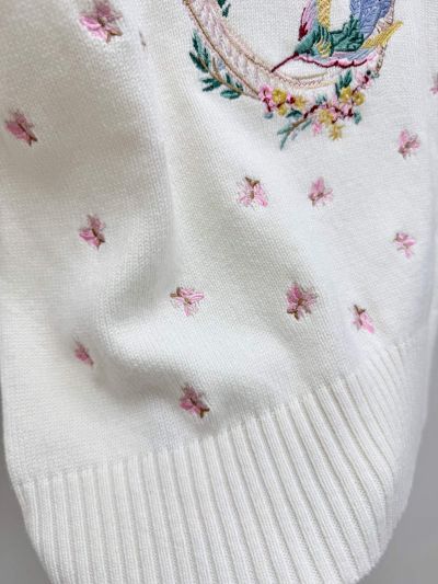 Dior Crew Neck Short Sleeve Knit Top in White