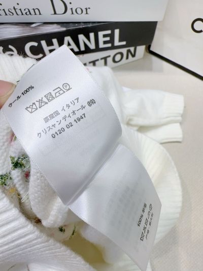 Dior Crew Neck Short Sleeve Knit Top in White