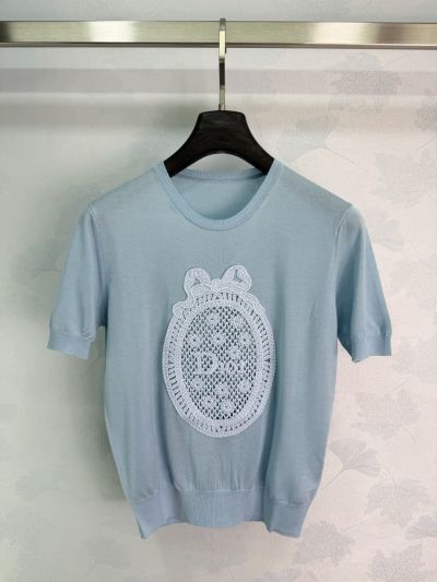 Dior Crew Neck Short Sleeve T-Shirt in Light Blue