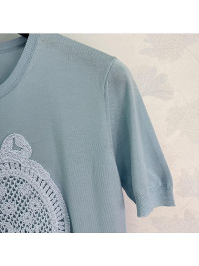 Dior Crew Neck Short Sleeve Pants in Light Blue