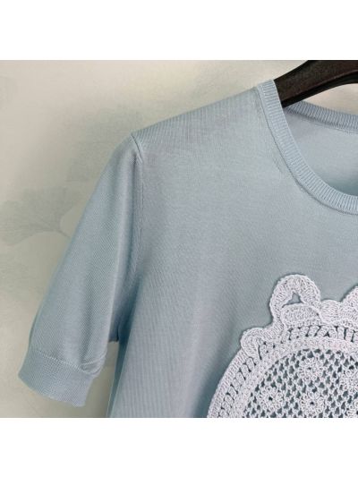 Dior Crew Neck Short Sleeve Pants in Light Blue