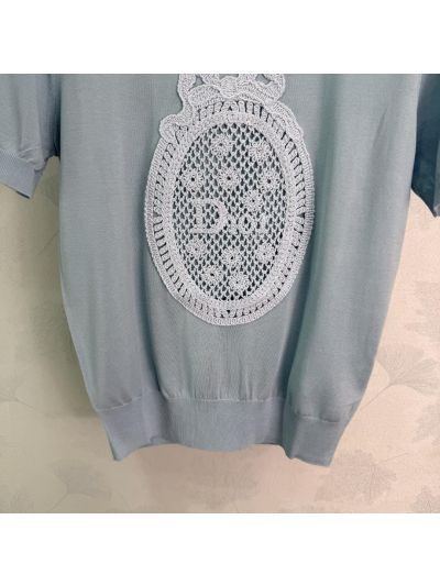 Dior Crew Neck Short Sleeve Pants in Light Blue