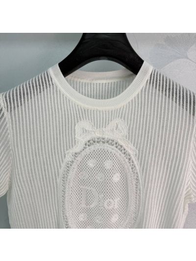 Dior Crew Neck Short Sleeve Pants in White