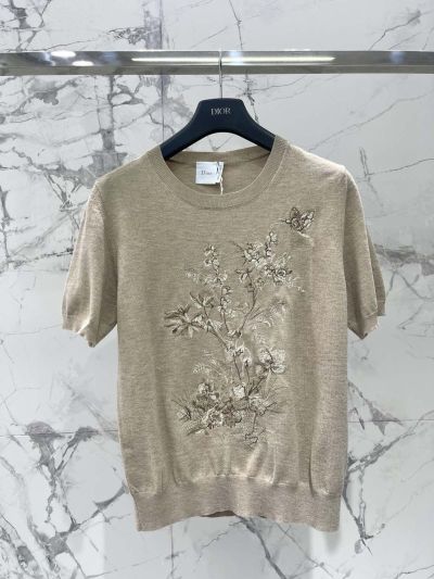 Dior Crew Neck Short Sleeve T-Shirt in Beige