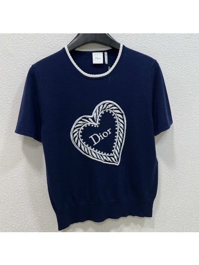 Dior Crew Neck Short Sleeve T-Shirt in Navy