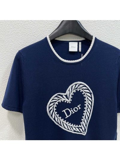 Dior Crew Neck Short Sleeve T-Shirt in Navy