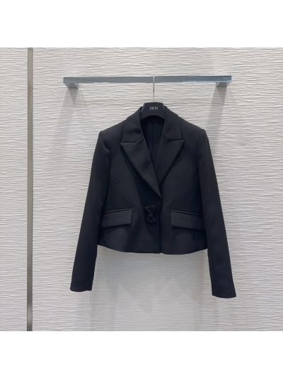 Dior Cropped Contrast-Trim Set in Black