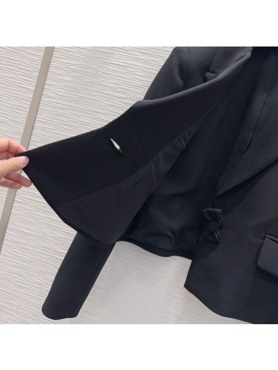 Dior Cropped Contrast-Trim Set in Black