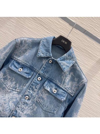 Dior Denim Button-Front Coat in Blue