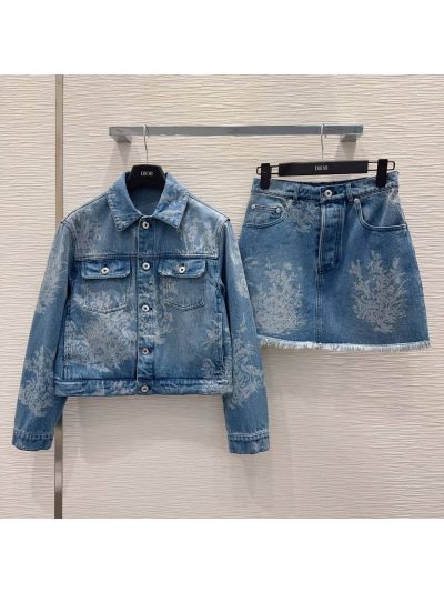 Dior Denim Button-Front Coat in Blue