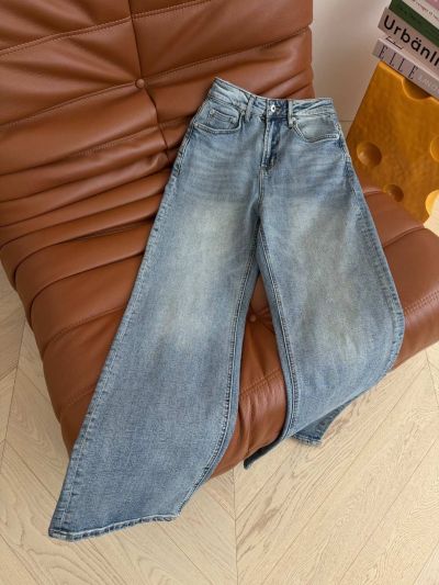 Dior Denim Button-Front Pants in Light Blue