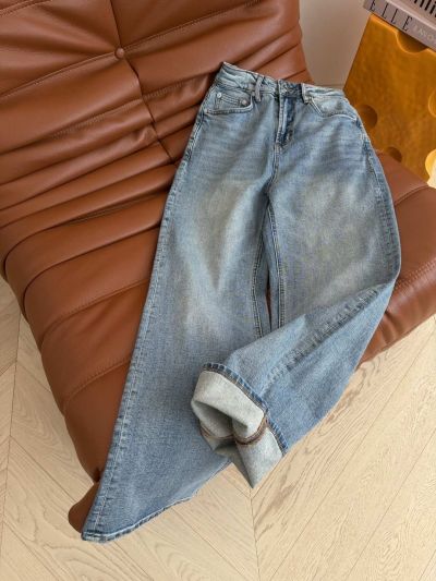 Dior Denim Button-Front Pants in Light Blue