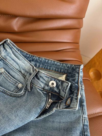 Dior Denim Button-Front Pants in Light Blue