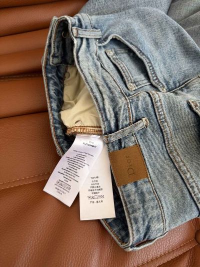 Dior Denim Button-Front Pants in Light Blue