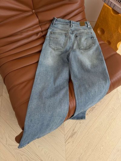 Dior Denim Button-Front Pants in Light Blue