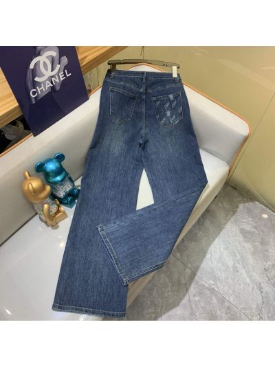 Dior Denim Contrast-Trim Pants in Blue