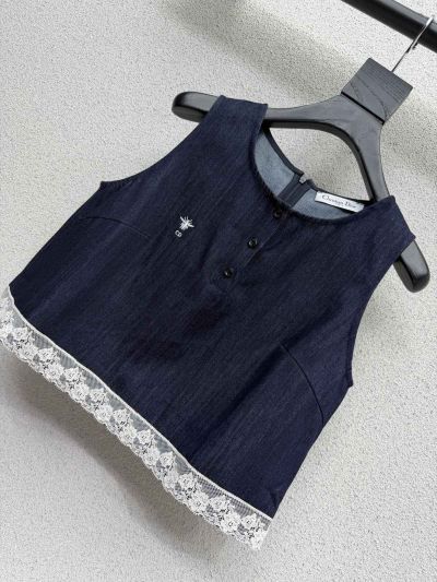 Dior Denim Contrast-Trim Set in Navy